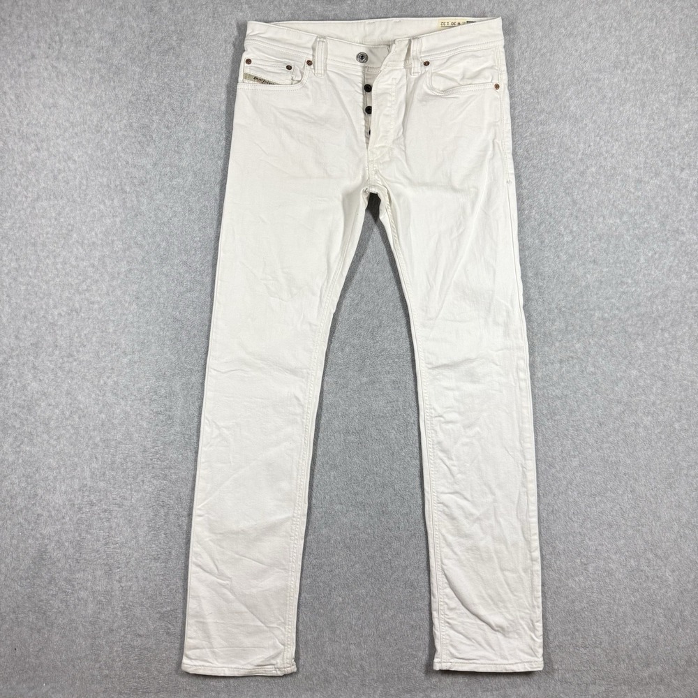 Diesel SAFADO Jeans Men 30x32 White Slim STRAIGHT Stretch Denim Italy 0R8AC